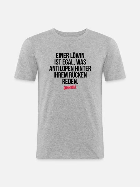 Löwin - Männer Slim Fit T-Shirt - Grau meliert