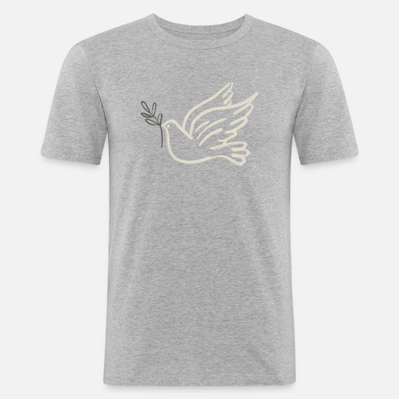 Frieden - Peace - Männer Slim Fit T-Shirt - Grau meliert