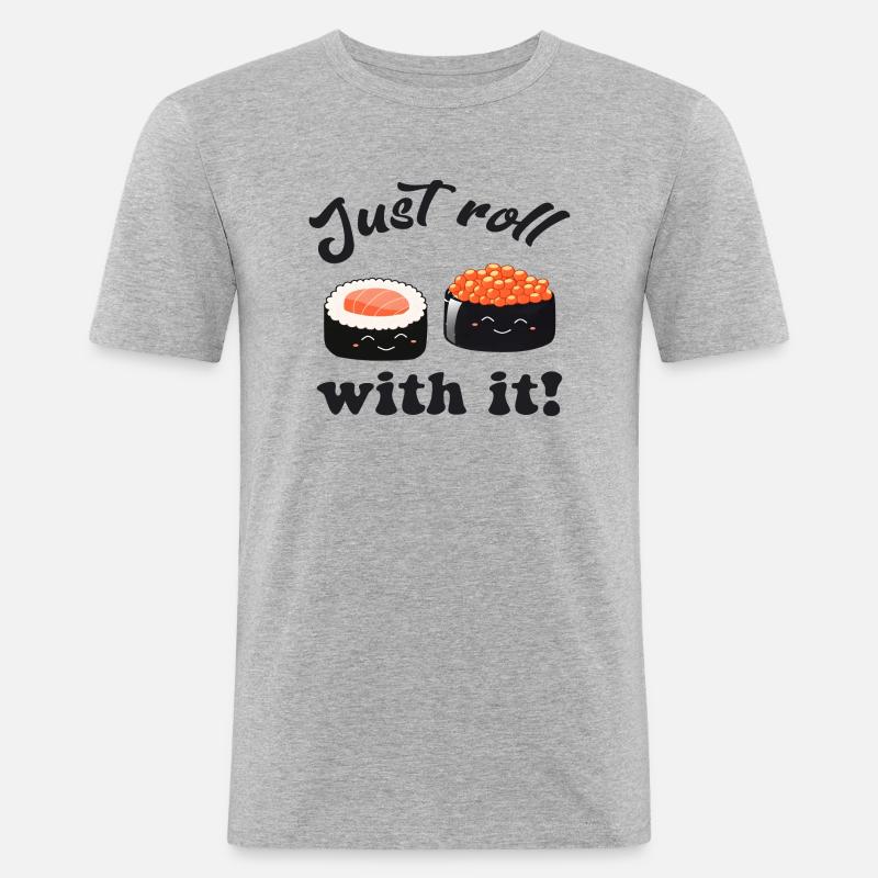 Just roll with it! - Männer Slim Fit T-Shirt - Grau meliert