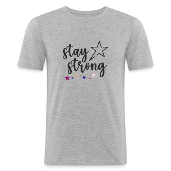 Restez fort - T-shirt près du corps Homme - gris chiné - Devant - Nik (191cm)
