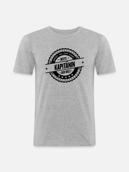 Beste Kapitänin - Männer Slim Fit T-Shirt - Grau meliert