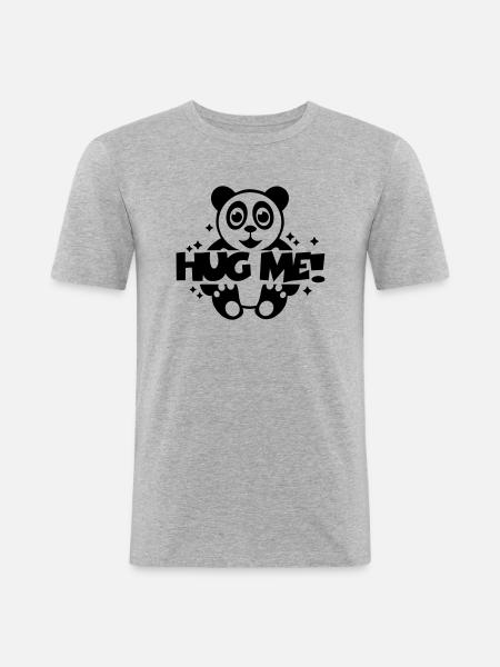 hug_me___f1 - Männer Slim Fit T-Shirt - Grau meliert