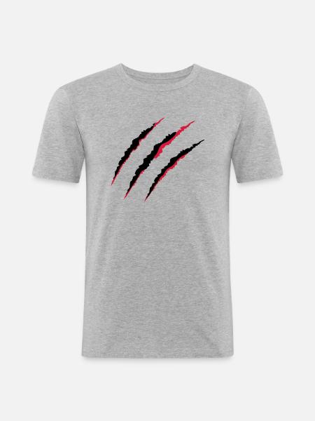 krallen_02 - T-shirt près du corps Homme - gris chiné