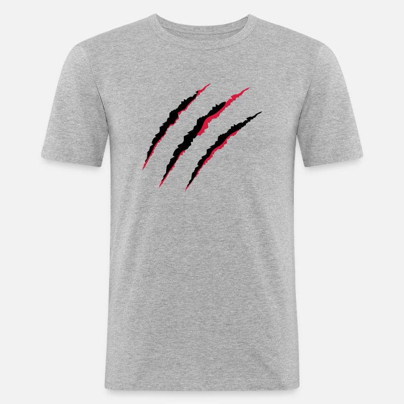 krallen_02 - Männer Slim Fit T-Shirt - Grau meliert