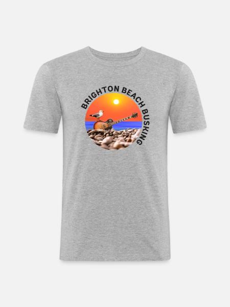 Brighton Beach Busking - Men's Slim Fit T-Shirt - heather grey