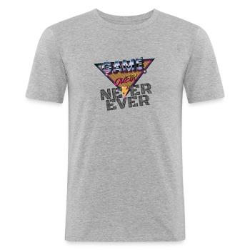 Never Ever - Männer Slim Fit T-Shirt - Grau meliert - Vorne - Nik (191cm)