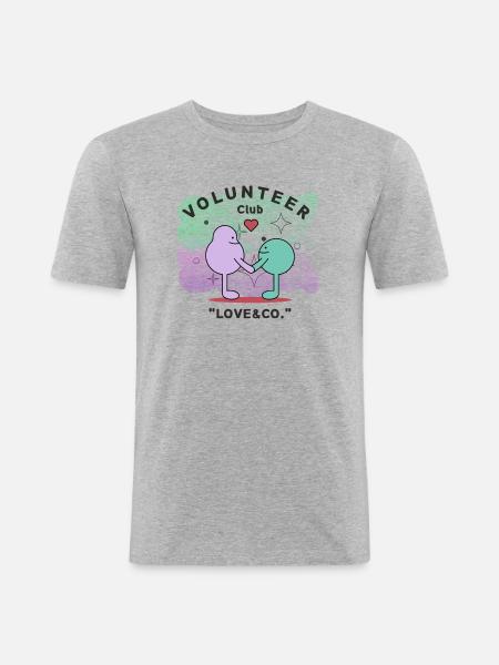 Valentin - T-shirt près du corps Homme - gris chiné