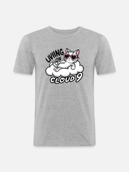 Chaton Chaton sur Cloud 9 - T-shirt près du corps Homme - gris chiné