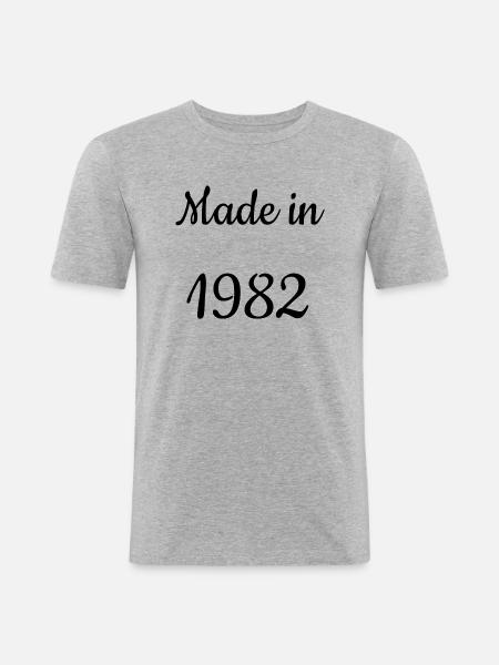 Made in 1982 - Männer Slim Fit T-Shirt - Grau meliert