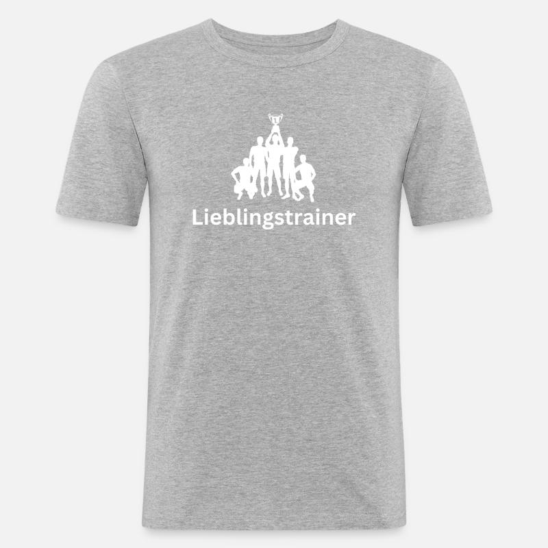 Lieblingstrainer Trainer Sieger Gewinner Pokal - Männer Slim Fit T-Shirt - Grau meliert