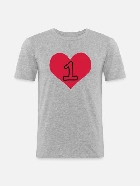 Number 1 & Heart - Men's Slim Fit T-Shirt - heather grey