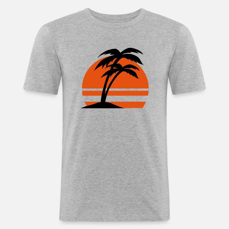 insel2 - Männer Slim Fit T-Shirt - Grau meliert