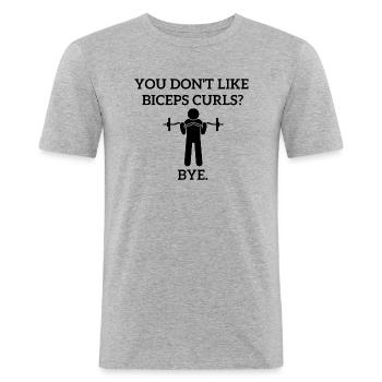 Biceps Curls pour les filles - T-shirt près du corps Homme - gris chiné - Devant - Nik (191cm)