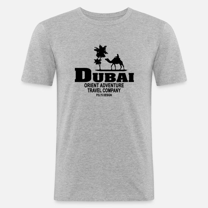 Dubai - Kamel - Karawane - Dromedar - Männer Slim Fit T-Shirt - Grau meliert