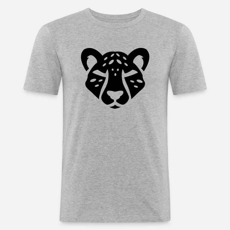 Stark wie ein Leopard - Männer Slim Fit T-Shirt - Grau meliert