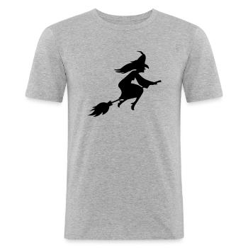 sorcière - T-shirt près du corps Homme - gris chiné - Devant - Nik (191cm)