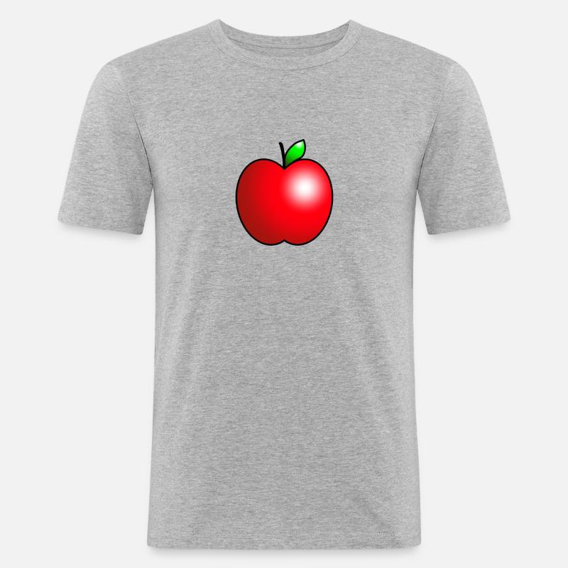 Roter Apfel - Männer Slim Fit T-Shirt - Grau meliert