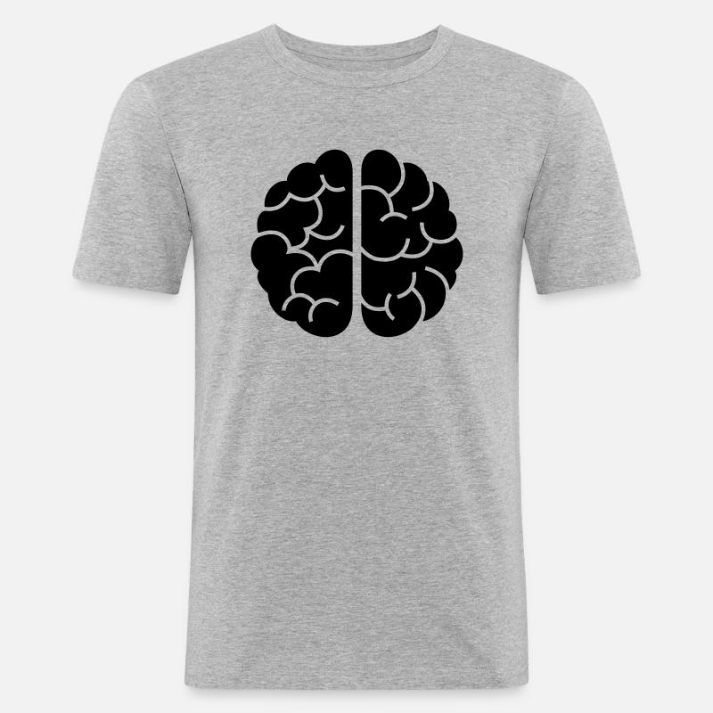 Brain - Männer Slim Fit T-Shirt - Grau meliert