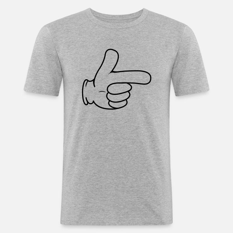 hand zeigefinger - Männer Slim Fit T-Shirt - Grau meliert