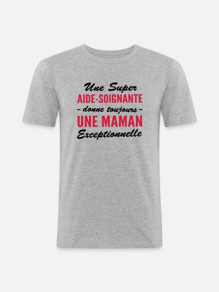 super aide-soignante - maman exceptionnelle - T-shirt près du corps Homme - gris chiné
