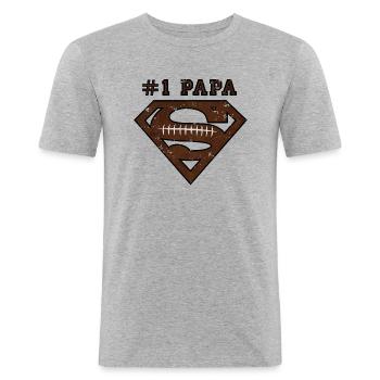 Superman Super Papa Football - T-shirt près du corps Homme - gris chiné - Devant - Nik (191cm)