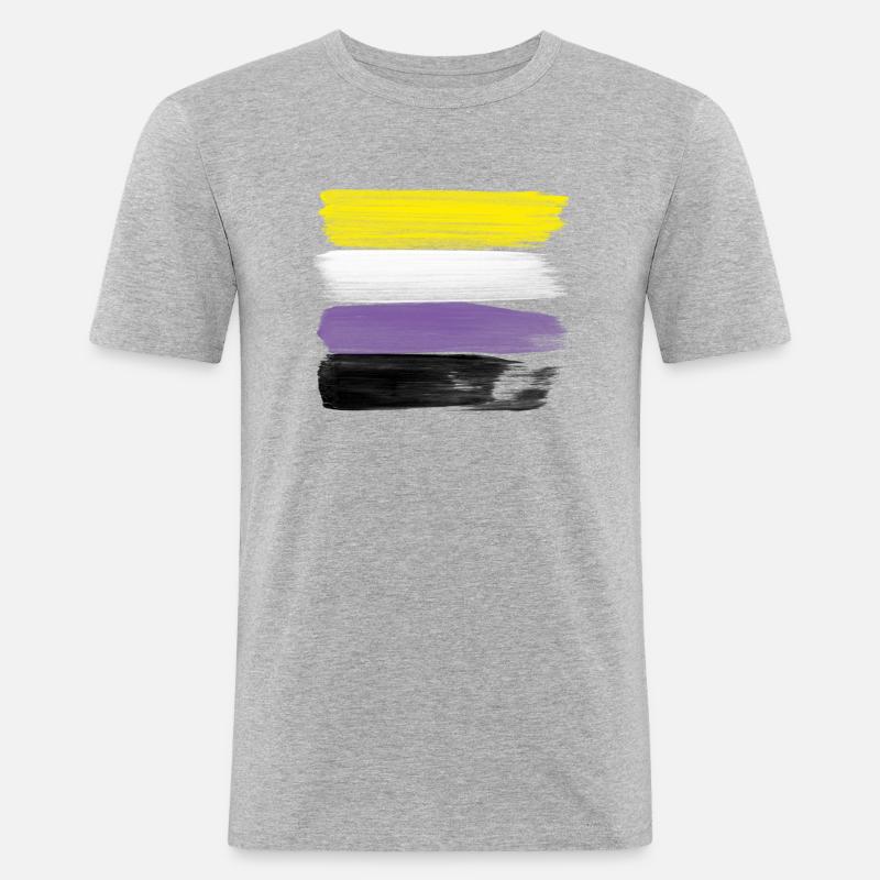 Non-Binary Pride Strokes - Männer Slim Fit T-Shirt - Grau meliert