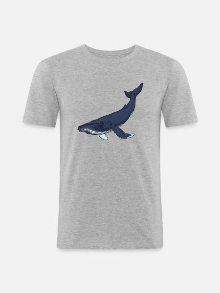 Blauwal farbig - Männer Slim Fit T-Shirt - Grau meliert