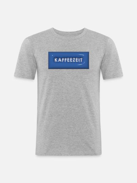 Kaffeezeit 1 - Männer Slim Fit T-Shirt - Grau meliert