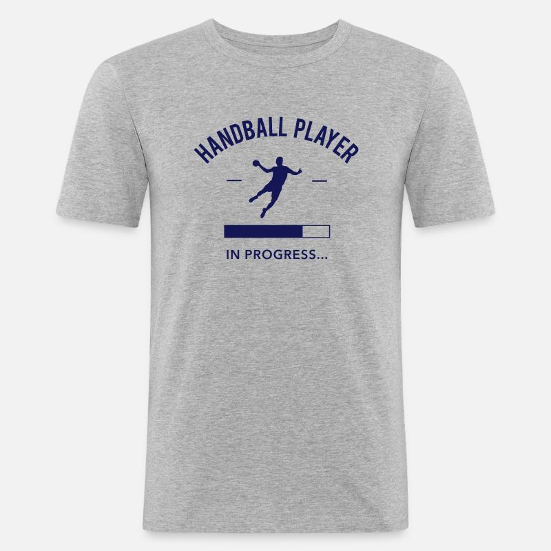 Handball player loading - Männer Slim Fit T-Shirt - Grau meliert