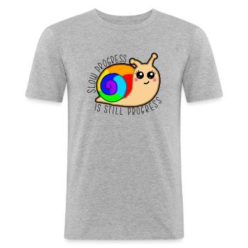 Slow Progress Snail - Men's Slim Fit T-Shirt - heather grey - Front - Nik (191cm)