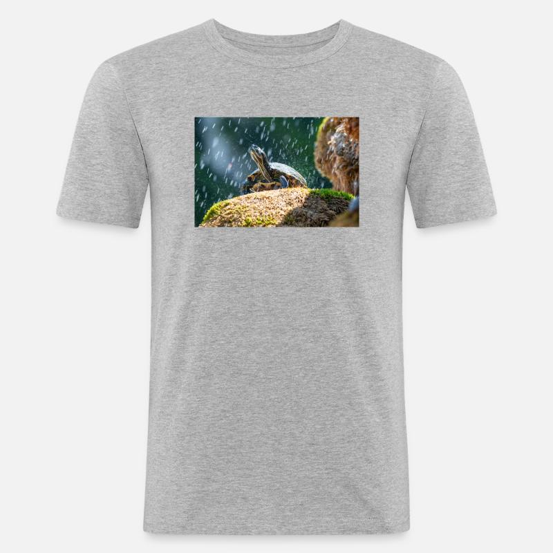 Gelbbauch-Slider Trachemys scripta scripta - Männer Slim Fit T-Shirt - Grau meliert