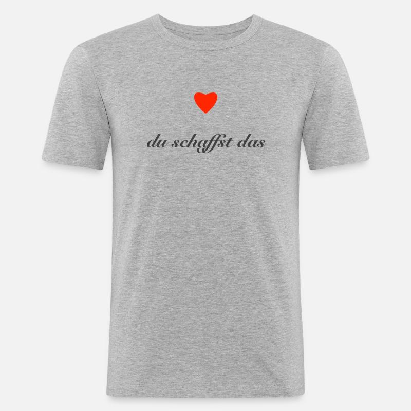 du schaffst das - Männer Slim Fit T-Shirt - Grau meliert