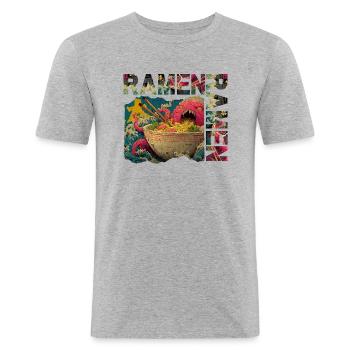 RAMEN KRAKEN - T-shirt près du corps Homme - gris chiné - Devant - Nik (191cm)
