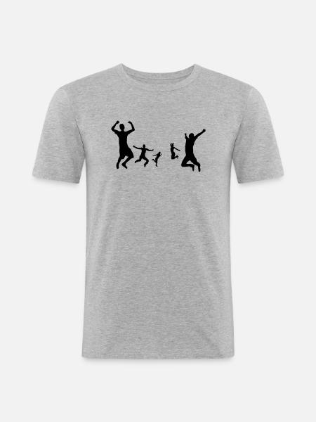 Menschen Jubel - Männer Slim Fit T-Shirt - Grau meliert