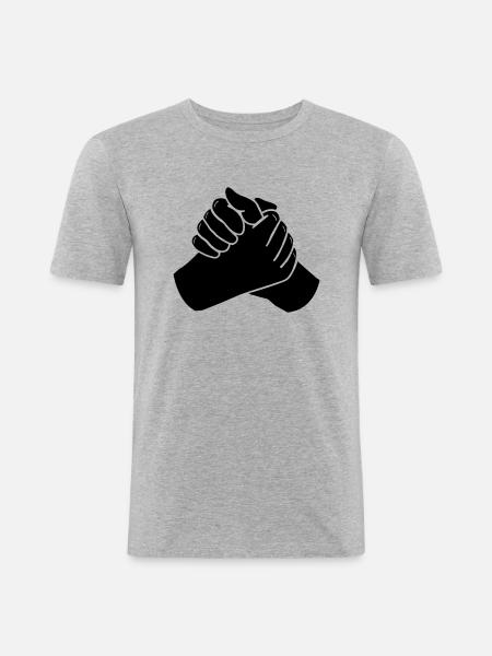 haende_01 - T-shirt près du corps Homme - gris chiné