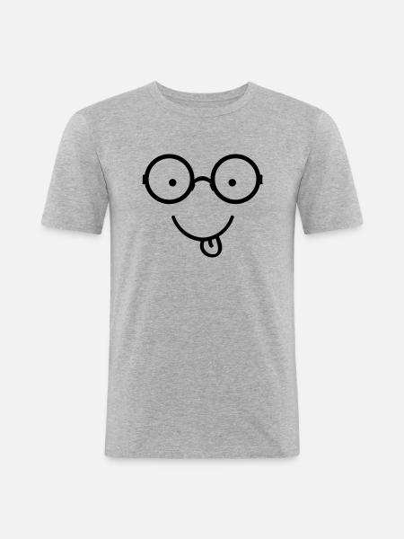 smileface_002 - Männer Slim Fit T-Shirt - Grau meliert