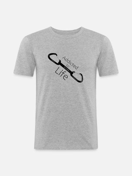 süchtig nach Lebensklettern - Männer Slim Fit T-Shirt - Grau meliert