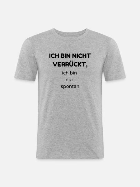 verrückt - Männer Slim Fit T-Shirt - Grau meliert