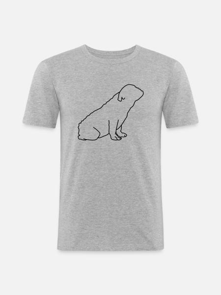 French Bulldog Lineart 1 - Men's Slim Fit T-Shirt - heather grey