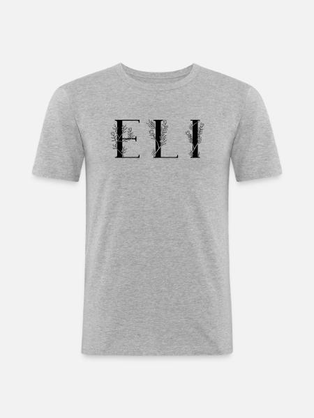 Name - Eli - Männer Slim Fit T-Shirt - Grau meliert