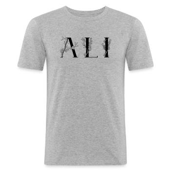 Name - Ali - Men's Slim Fit T-Shirt - heather grey - Front - Nik (191cm)