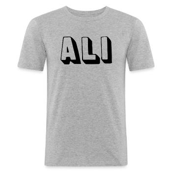 Name - Ali - Men's Slim Fit T-Shirt - heather grey - Front - Nik (191cm)