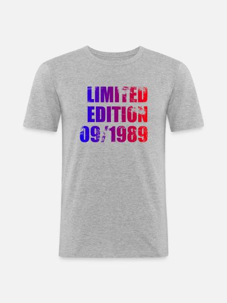 35th Birthday Limited Edition 09/1989 - Men's Slim Fit T-Shirt - heather grey