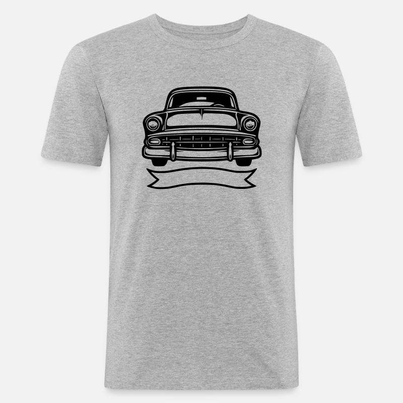 Oldtimer Automobil - Männer Slim Fit T-Shirt - Grau meliert