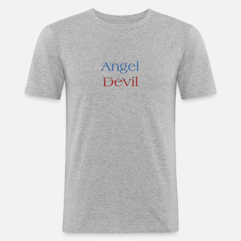 Engel oder Teufel? - Männer Slim Fit T-Shirt - Grau meliert