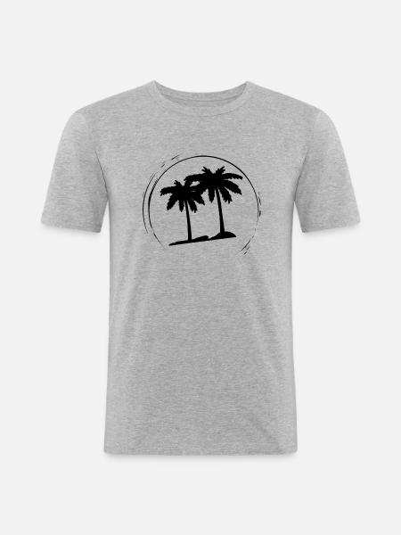 Palmen - Männer Slim Fit T-Shirt - Grau meliert