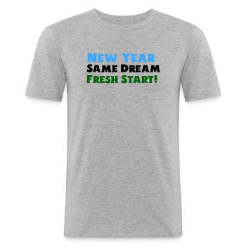 new year dream start designs - T-shirt près du corps Homme - gris chiné - Devant - Nik (191cm)