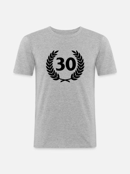 Laurel wreath & Number (30) - Men's Slim Fit T-Shirt - heather grey