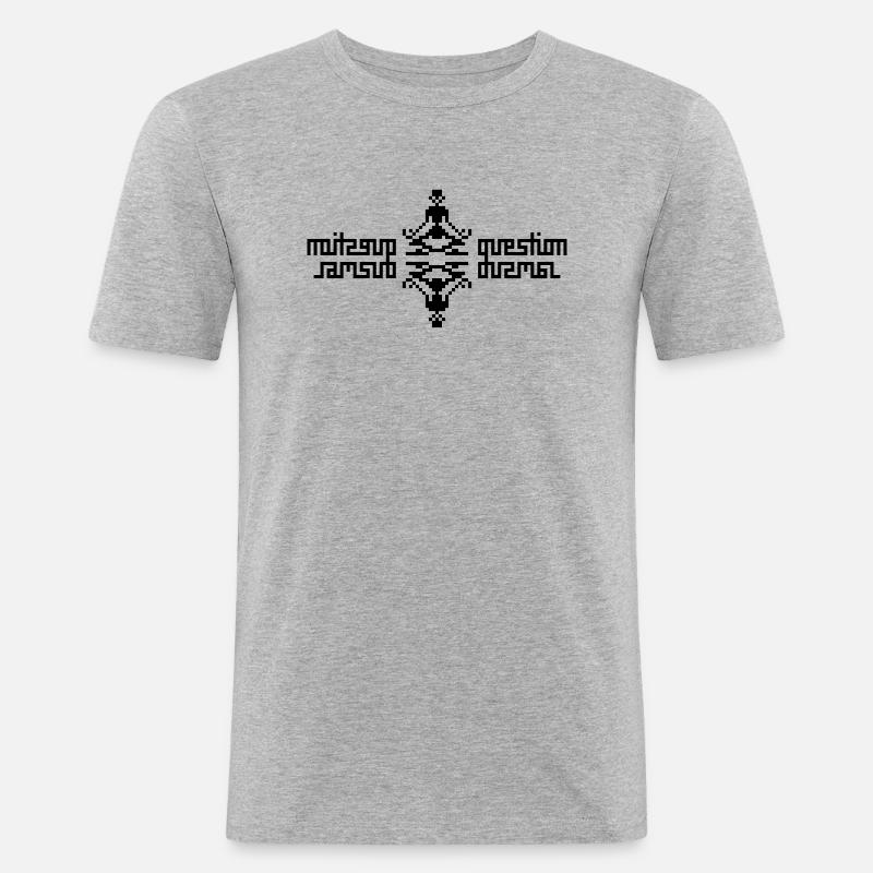 Question and Answer - Männer Slim Fit T-Shirt - Grau meliert
