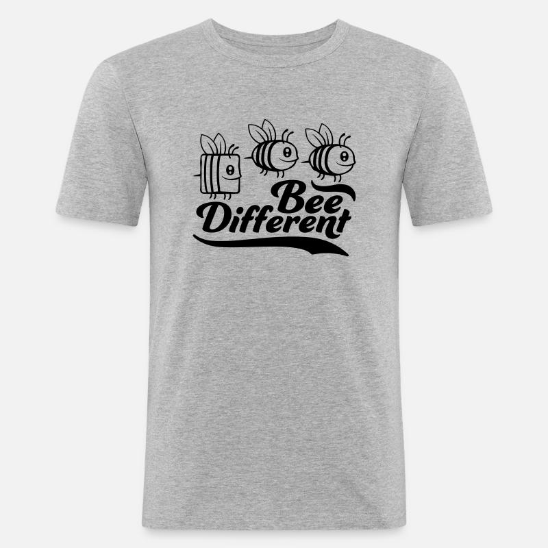 bee different Spruch Zitat - Männer Slim Fit T-Shirt - Grau meliert
